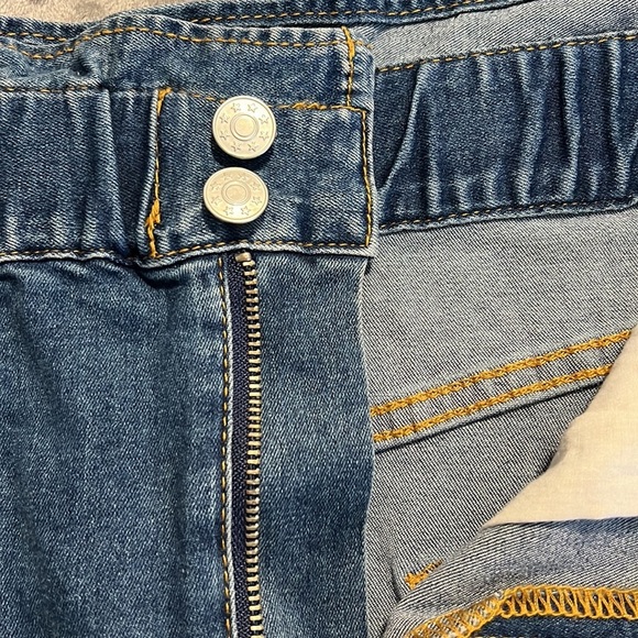 Lizard Thicket large denim paper bag skirt new stretchy waist zip button closure - Picture 6 of 10